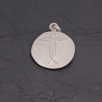 Médaille Christ ovale argent antique gravée main | Pattrice