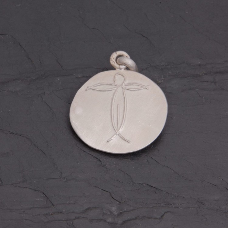 Médaille Christ ovale argent antique gravée main | Pattrice