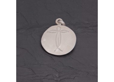 Médaille Christ ovale argent antique gravée main | Pattrice