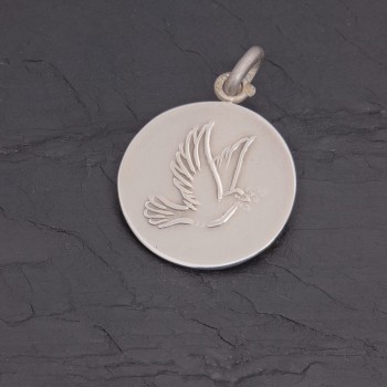 Médaille Colombe en argent antique gravée main | Pattrice