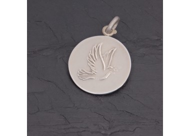 Médaille Colombe en argent antique gravée main | Pattrice