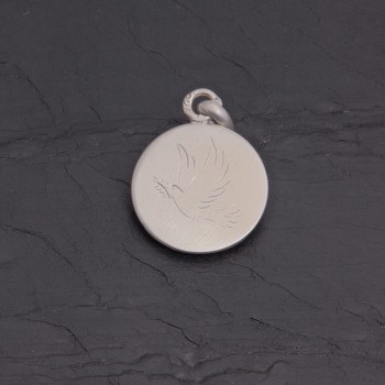 Médaille Colombe en argent satiné gravée main | Pattrice