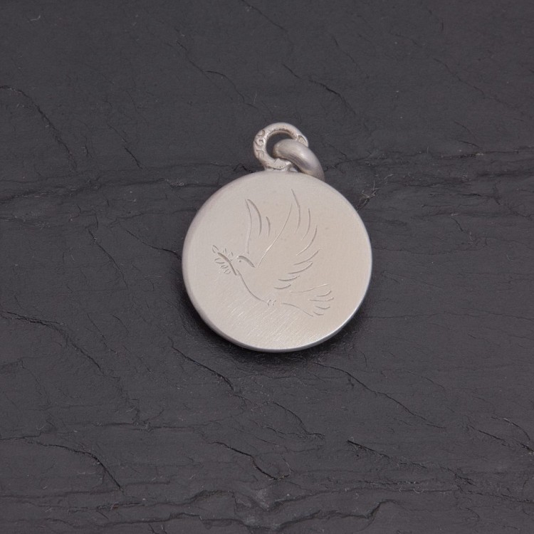 Médaille Colombe en argent satiné gravée main | Pattrice