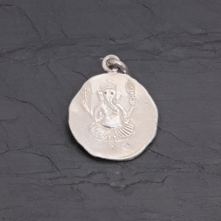 Médaille Ganesh en argent antique patiné rhodié | Pattrice