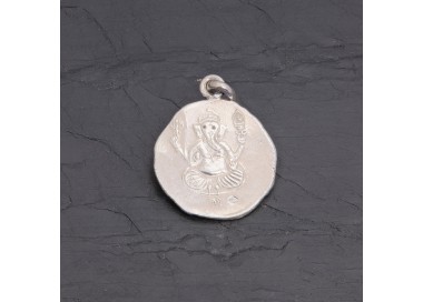 Médaille Ganesh en argent antique patiné rhodié | Pattrice