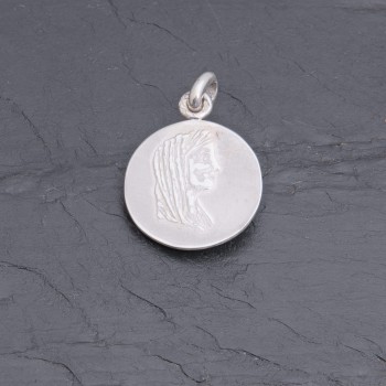 Médaille Vierge Marie en argent patiné rhodié | Pattrice