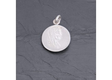 Médaille Vierge Marie en argent patiné rhodié | Pattrice
