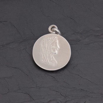 Médaille Vierge Marie argent patiné gravée main | Pattrice