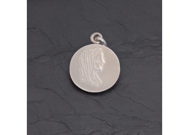 Médaille Vierge Marie argent patiné gravée main | Pattrice