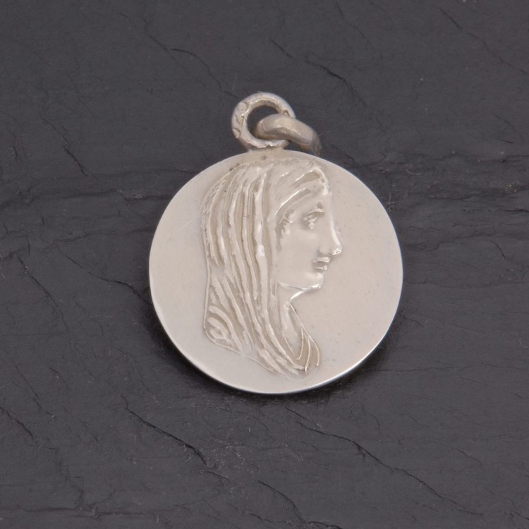 Médaille Vierge Marie argent antique gravée main | Pattrice