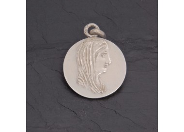 Médaille Vierge Marie argent antique gravée main | Pattrice