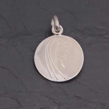 Médaille Vierge Marie en argent brillant 18 mm | Pattrice