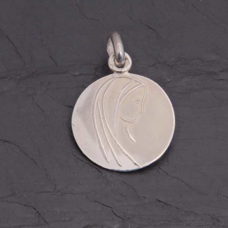 Médaille Vierge Marie en argent brillant 18 mm | Pattrice