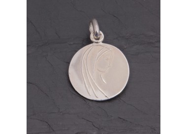 Médaille Vierge Marie en argent brillant 18 mm | Pattrice