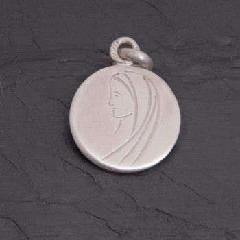 Médaille Vierge Marie argent satiné gravée main | Pattrice