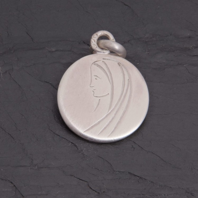 Médaille Vierge Marie argent satiné gravée main | Pattrice