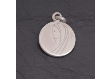 Médaille Vierge Marie argent satiné gravée main | Pattrice