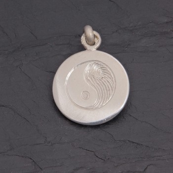 Médaille Yin et Yang en argent brillant 16 mm | Pattrice