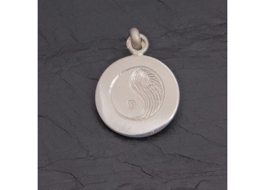 Médaille Yin et Yang en argent brillant 16 mm | Pattrice