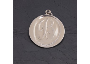 Médaille initiale B ovale en argent rhodié 26 mm | Pattrice