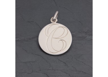 Médaille initiale C en argent rhodié gravée main | Pattrice