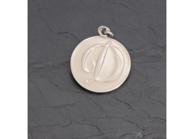 Médaille initiale D en argent patiné rhodié 20 mm | Pattrice