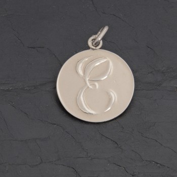 Médaille initiale E en argent patiné rhodié | Pattrice
