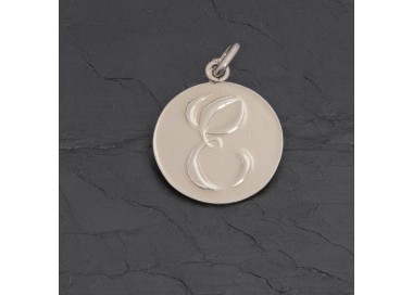 Médaille initiale E en argent patiné rhodié | Pattrice