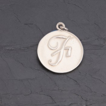 Médaille initiale F en argent rhodié patiné | Pattrice