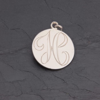 Médaille initiale H en argent rhodié gravée main | Pattrice