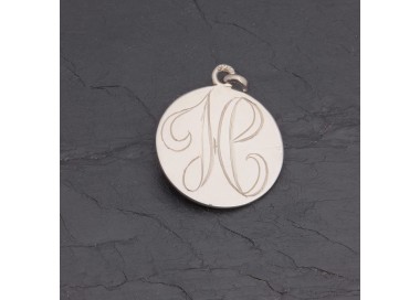 Médaille initiale H en argent rhodié gravée main | Pattrice