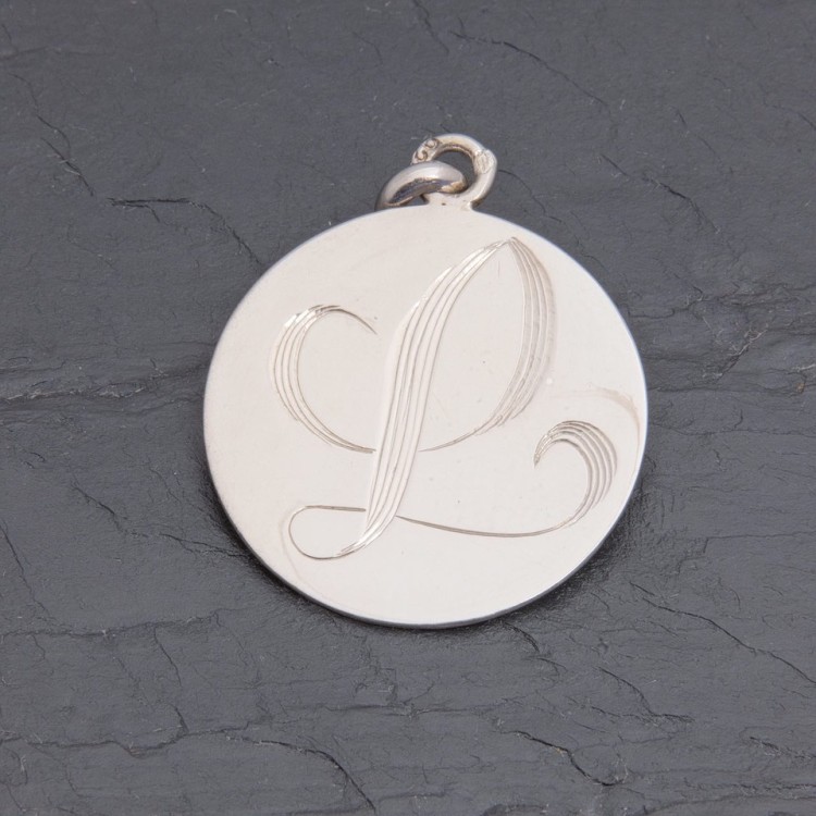 Médaille initiale L à traits en argent rhodié | Pattrice