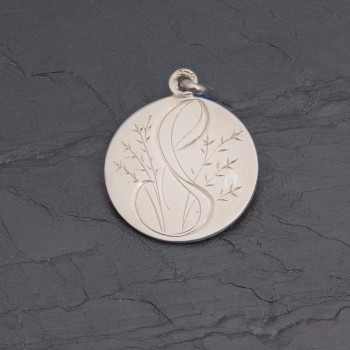 Médaille initiale S fleurie en argent rhodié | Pattrice
