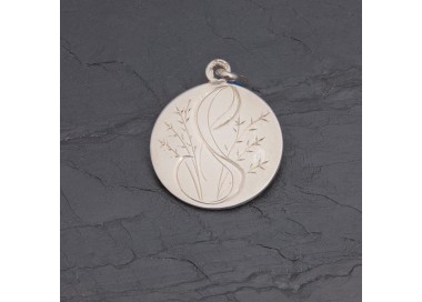 Médaille initiale S fleurie en argent rhodié | Pattrice