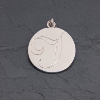Médaille initiale Y en argent rhodié gravée main | Pattrice