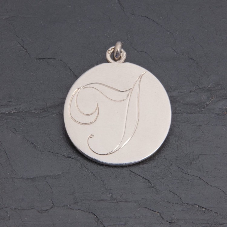Médaille initiale Y en argent rhodié gravée main | Pattrice