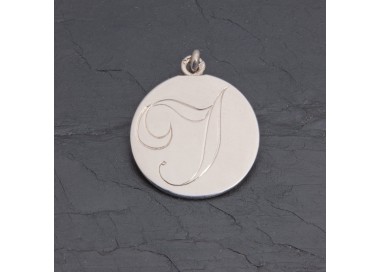 Médaille initiale Y en argent rhodié gravée main | Pattrice