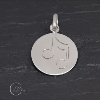 Médaille Double croches en argent gravée main | Pattrice