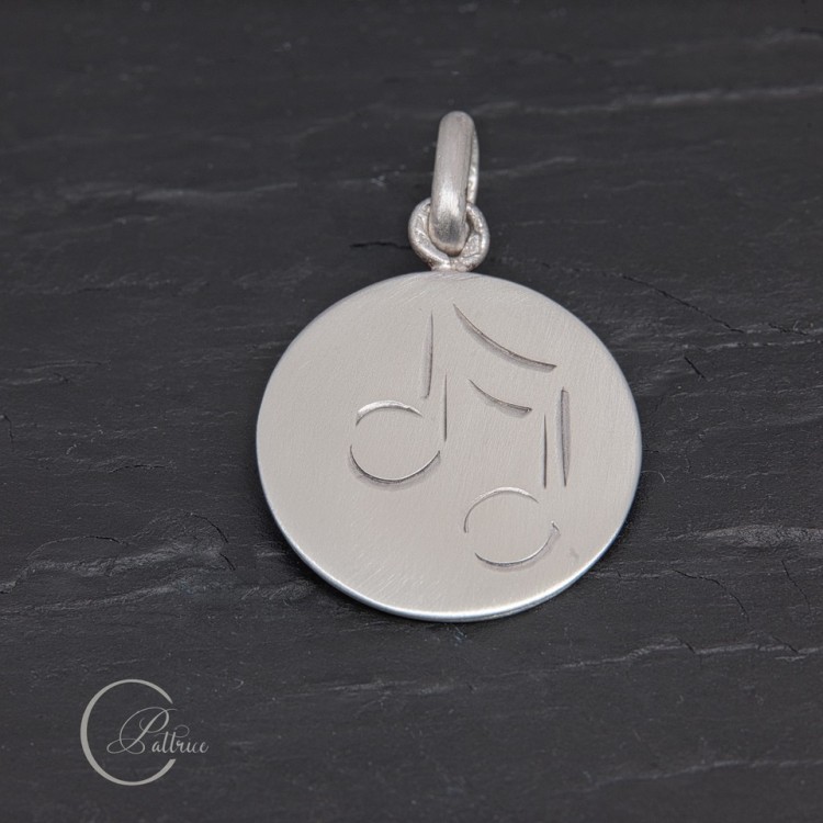 Médaille Double croches en argent gravée main | Pattrice