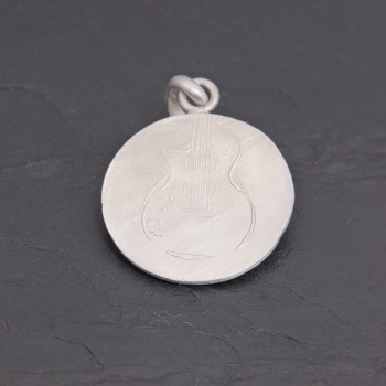 Médaille Guitare Les Paul en argent satiné | Pattrice