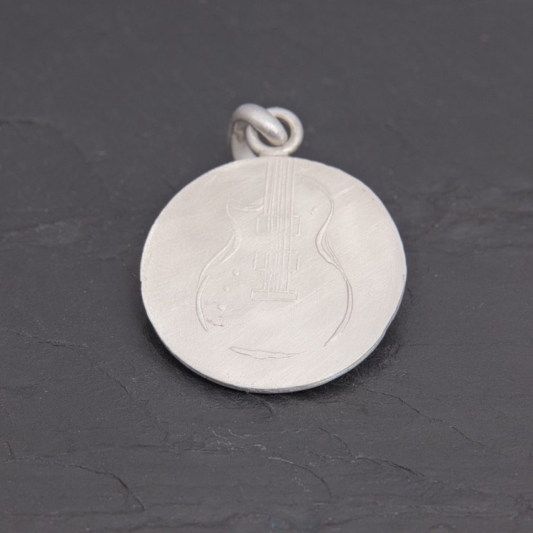 Médaille Guitare Les Paul en argent satiné | Pattrice