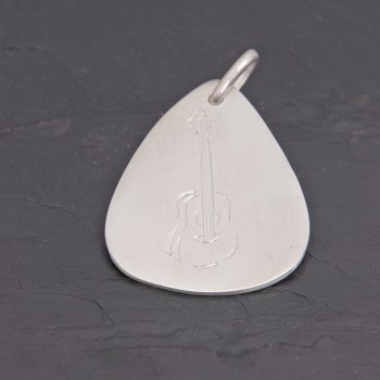 Médaille Médiator guitare sèche en argent satiné | Pattrice