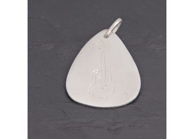 Médaille Médiator guitare sèche en argent satiné | Pattrice
