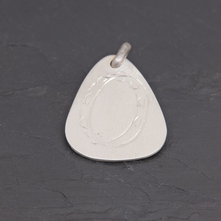 Médaille Médiator tambourin en argent satiné | Pattrice