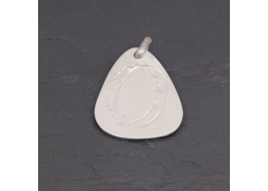 Médaille Médiator tambourin en argent satiné | Pattrice