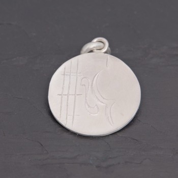 Médaille Violon en argent satiné gravée main | Pattrice