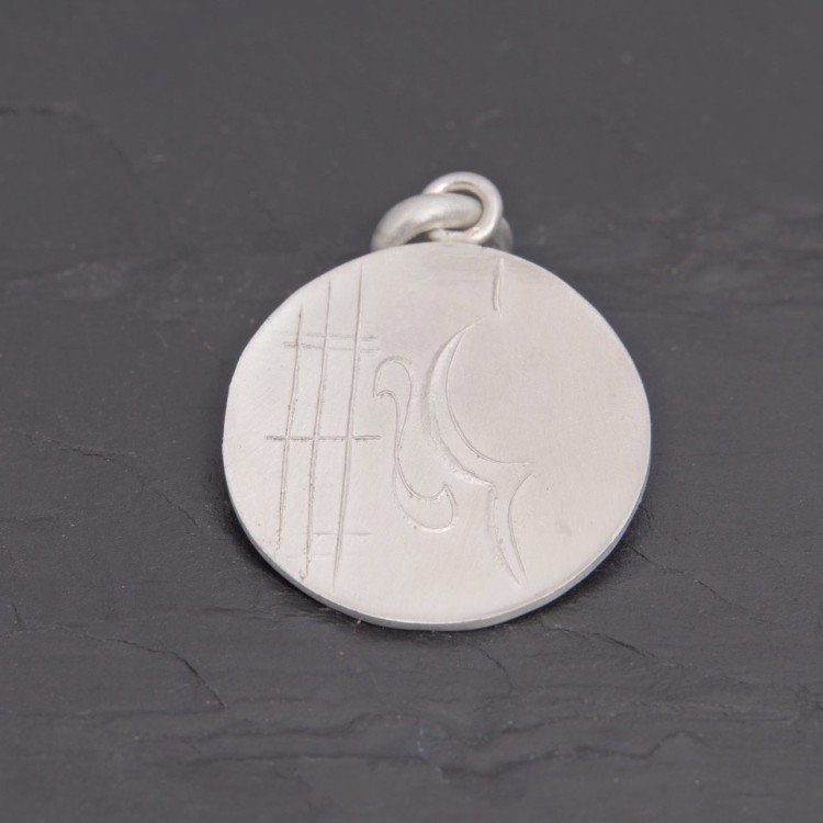 Médaille Violon en argent satiné gravée main | Pattrice