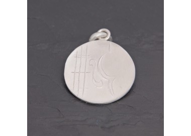 Médaille Violon en argent satiné gravée main | Pattrice