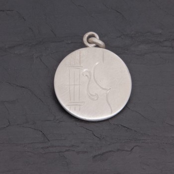 Médaille Violon en argent antique satiné 20 mm | Pattrice