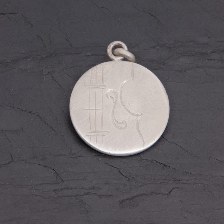 Médaille Violon en argent antique satiné 20 mm | Pattrice